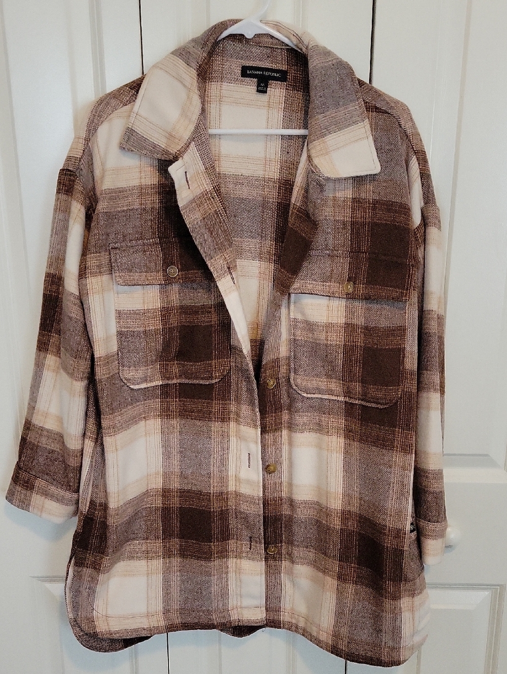 Banana Republic Plaid Long Utility Shacket